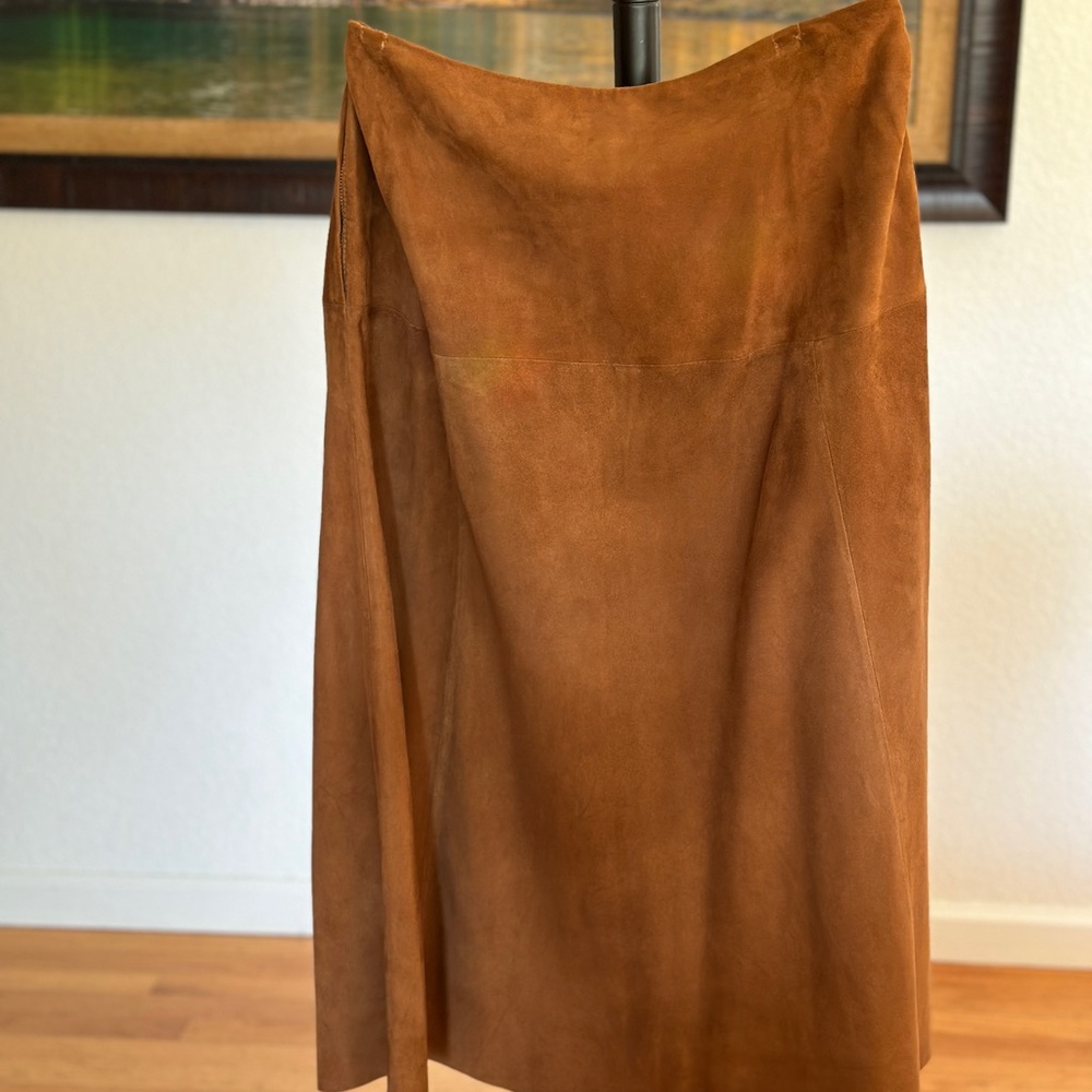 Chocolate Brown Suede Leather skirt size 8 from Sundance